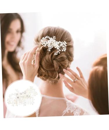 Ipetboom Flower Rhinestone Hair Comb Tiara Floral Hair Accessories Rhinestone Headpiece Bridal Side Flower Hair Comb Creative Hair Comb Women Hair Comb White Bride Plastic Hair up Wedding - Buy Online on GoSupps.com