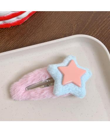 Sweet Hair Clip Layered Star Shape Snap Hairpin Plush Hair Clip for Ponytail Bangs Hairpins for Teenagers Children - Buy Online on GoSupps.com