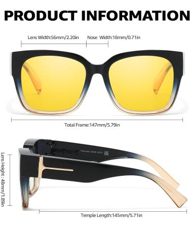 Buy LVIOE Fit Over Blue Light Blocking Glasses for Women & Men - Oversized Anti Eyestrain Glasses for Better Sleep - BL7511Y A02 Gradient Blue - Buy Online on GoSupps.com