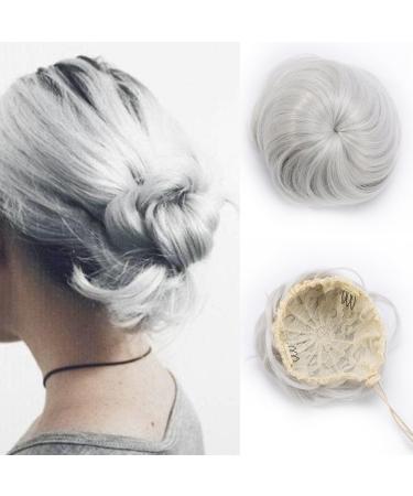 SEGO updos hairpiece bun hair tie hair extensions hair knot silver-grey