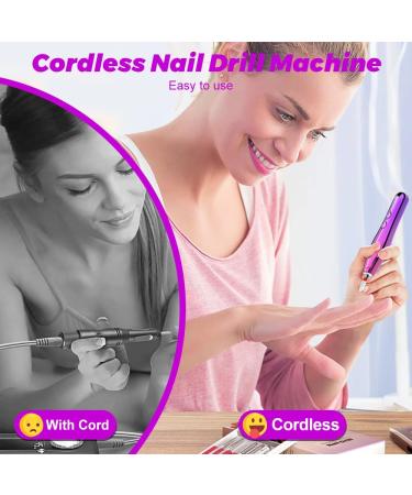Nail Drill Electric Nail Files Manicure & Pedicure Tools & Accessories 4 Modes Nail Drill Machine Ceramic Nail Bit for Beginners with Illuminated Light Rechargeable Nail Kit Manicure Set - Buy Online on GoSupps.com