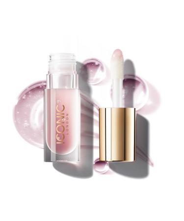 ICONIC LONDON Lustre Lip Oil | Non Sticky Moisturizing and High Shine Lip Oil Containing Vitamin C and Hyaluronic Acid Cruelty Free Vegan Makeup 0.2 Fl Oz Sugar Mama (Pink)