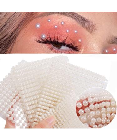 Pearl Makeup Rhinestone Stickers for Eyes Face Body 3D Self Adhesive White Pearl Face Jewels Eye Gems Eyeshadow Sticker Women Nail Pearls for Nail Art Decoration Kids DIY Craft Accessories 4 Sheets