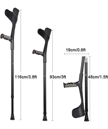 Adjustable Forearm Canes for Adults Black Folding Aluminum Crutches Lightweight Comfortable Elderly Walker Travel and Work Use - Buy Online on GoSupps.com