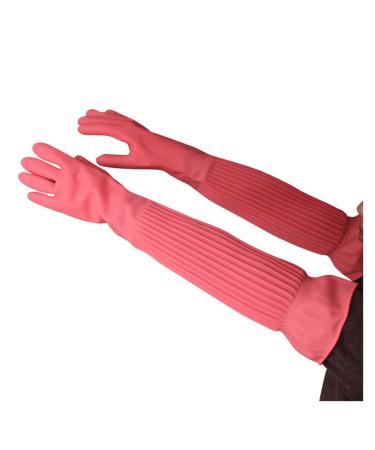 58cm Dish Washing Household Scrubbe Repeatable Kitchen Tool Waterproof Acid and Alkali Resistant Long Rubber Latex Gloves (Color : Pink Size : Large) Large Pink