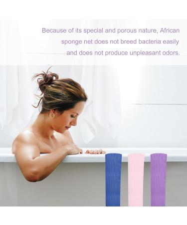 3 Pcs African Exfoliating Net Back Scrubbers - Shower Body Sponge Set for Deep Cleaning - Men and Women - Purple Pink Blue - Buy Online on GoSupps.com
