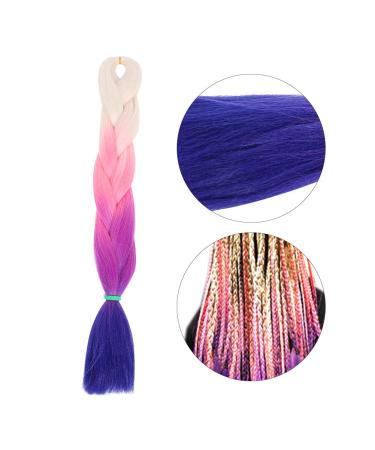 Ombre Braiding Hair - Kanekalon Jumbo Braid Extensions in Gradient Colors - White Pink Purple Dark Blue for Twist Braiding - Buy Online on GoSupps.com