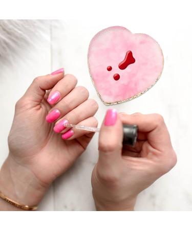 Lurrose 2Pcs Heart Shape Resin Agate Makeup Palette - Ideal for Nail Art & Foundation Mixing | International Shipping - Buy Online on GoSupps.com