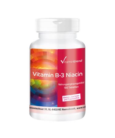 Vitamin B3 Niacin 100mg - 180 tablets - ! FOR 6 MONTHS ! - vegan | Vitamintrend