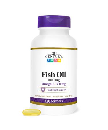 21st Century Fish Oil 1000 mg Softgels, 120 Count 120 Count (Pack of 1)