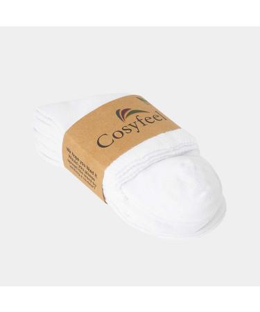 Cozyfeel Women's Loose Diabetic Ankle Socks - 4 Pairs Bamboo Neuropathy Socks (White) - Buy Online on GoSupps.com