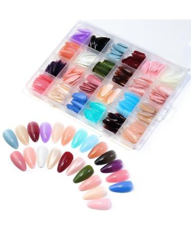 576Pcs Medium Square Nails Colored Fake Nails Artificial Fingernails Acrylic Tip 12 Size for Women Long Ballerinas Nails Square Nails Nails Long