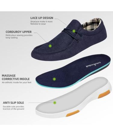 OrthoComfoot Men's Slip-On Arch Support Boat Shoes - Plantar Fasciitis Relief, Comfortable Walking Loafers - Navy, Size 11W - Buy Online on GoSupps.com