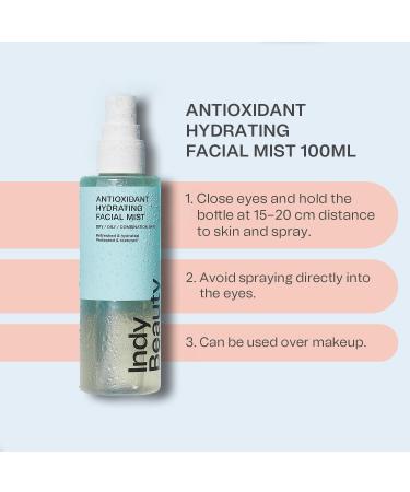 Antioxidant Hydrating Face Mist with Hyaluronic Acid & Vitamin C | Makeup Setting & Cooling Spray | Blue Light Protection | Vegan & Dermatologically Tested | 100ml - Indy Beauty - Buy Online on GoSupps.com