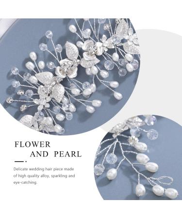 Easedaily Silver Flower Leaf Bridal Hair Vine Headpiece with Pearls - Wedding Hair Accessories for Women and Girls - Buy Online on GoSupps.com