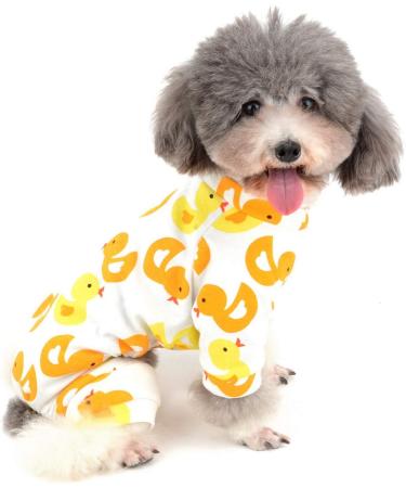 Zunea Soft Cotton Overall for Small Dogs - Enchanting Yellow Duck Romper Pajama Clothing for Pets & Puppies (Pack of 1) - Buy Online on GoSupps.com