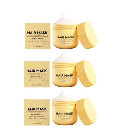 Masque capillaire l huile de noix de coco Soin intensif pour cheveux secs et ab m s r paration des pointes fourchues renforce les racines et r duit la chute des cheveux (3pcs)