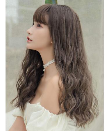 BGHJUE Wig hair long hair female natural fluffy realistic cute long curly hair big wave invisible seamless full head cover corn hot