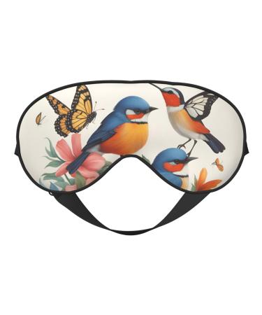 BREAUX Birds Flowers Butterfly Print Double Sided Eye Mask Blackout Eye Mask All Night Sleep Eye Mask for Women Men