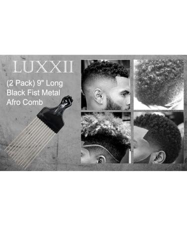 Luxxii Black Fist Metal Afro Pick Comb (2 Pack) - 9 Long, Hair Detangler and Styling Tool - Buy Online on GoSupps.com
