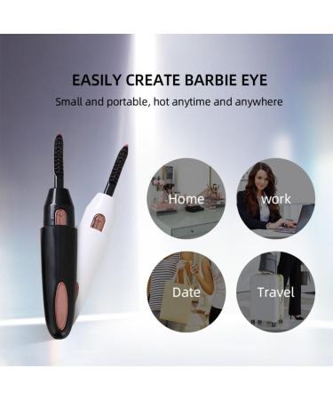 Heated Eyelash Curler USB Rechargeable Eyelash Curler with Comb 2 Speed Intelligent Temperature Control 24 Hours Lasting Curling Suitable for Makeup - Black (White) - Buy Online on GoSupps.com