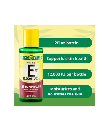 Spring Valley Vitamin E Skin Oil 12000 IU 2 fl. oz. + STS Sticker - Hydrating and Nourishing Formula - Buy Online on GoSupps.com