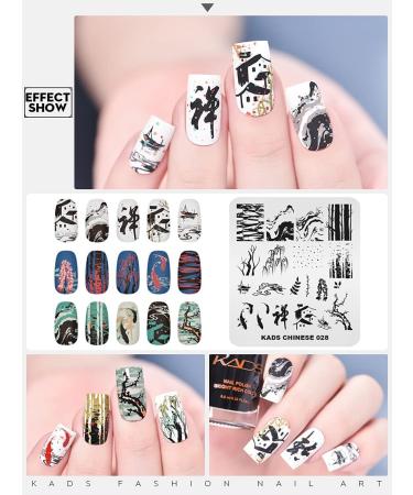 KADS Nail Stamping Plate Chinese Style Nail Art Stamp Template bamboo Lotus DIY Image Template Manicure Stamping Plate Stencil Tools (CN028) - Buy Online on GoSupps.com