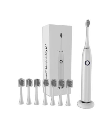 Sonic Electric Toothbrush with 8 Brush Heads for Adults Rechargeable Kids Electric Toothbrush Soft Bristle Electric Toothbrush with Smart Timer 5 Modes Fast Charge Last 30 Day Gloss White