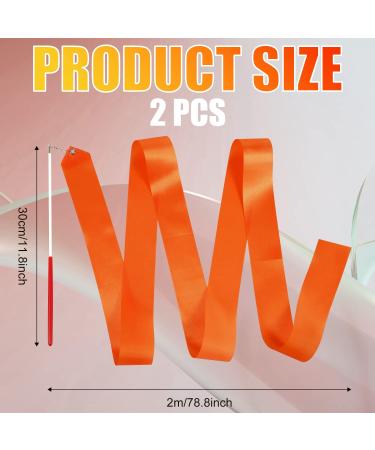 SAVITA 2PCS Dance Ribbons | 78.7 Inch Gymnastics Ribbon Streamers with Wand | Orange Khaki Twirling Ribbons for Dancers - Buy Online on GoSupps.com