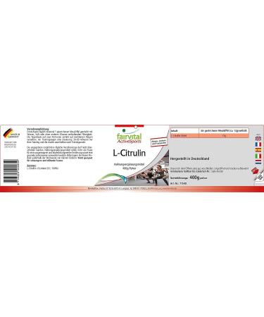 Fairvital L-Citrulline Malate Powder - High Dose 400g | 100% Pure No Additives Boost Performance & Recovery - Buy Online on GoSupps.com