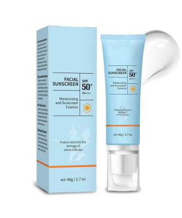 Clear Face Sunscreen SPF 50 Oil-Free Non-Greasy Facial Sunscreen for Sensitive Skin & Acne-Prone Hydration Broad Spectrum UVA/UVB Water-Resistant 80 Min No White Cast Reef-Safe & Vegan (1)