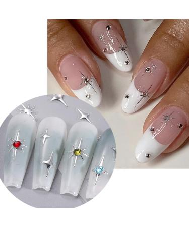 6 Sheets 3D Star Nail Stickers - Shiny Gold Silver Black & White Decals for DIY Nail Art & Manicure Decoration Supplies - Buy Online on GoSupps.com