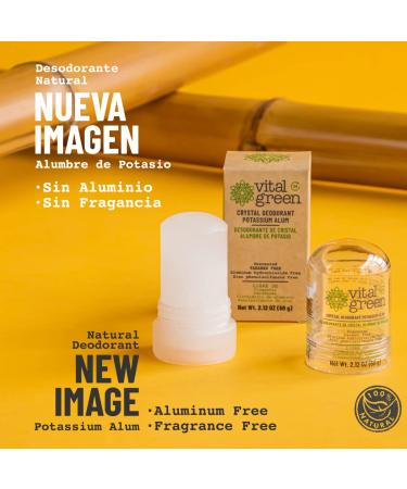 Buy Vital Green Crystal Potassium Alum Deodorant - Unscented Mineral Formula for Men Women & Athletes - 2.12oz (6 Pack) - Best Natural Deodorant for Sensitive Skin - Buy Online on GoSupps.com