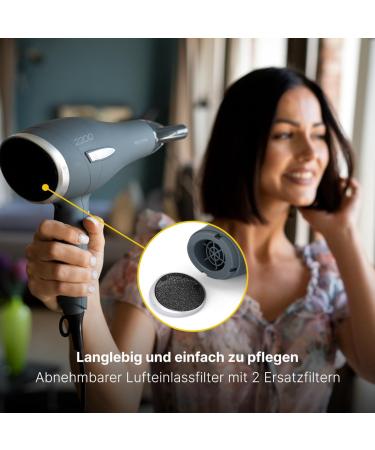 Professional Care hairdryer with 3 settings hanging eye hairdryer with Cool Shot and shaping nozzle 2 blowing settings with 2200 W incl 2 spare filters PCHT 3045 gray White - Buy Online on GoSupps.com