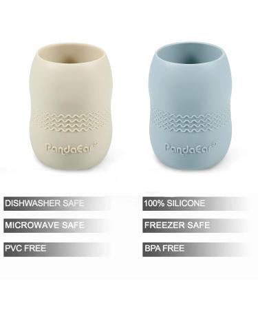 Pandaear 2-Pack Baby Drinking Cups | 100% Silicone Multi-Way Mug for Toddlers 4-12 Months | Snack & Drink Cup - Blue/White - Buy Online on GoSupps.com