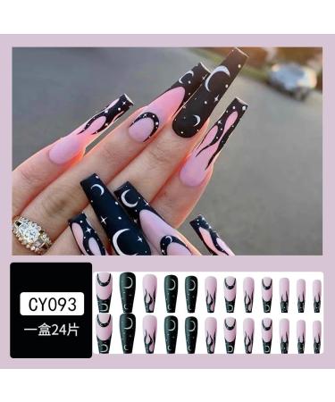 Press on Nails Extra Long Matte Fake Nails night sky stars and moon Press on Nails Designs Acrylic Nails Press on Artificial Nails Stick on Nails For Women Girls 24Pcs - Buy Online on GoSupps.com