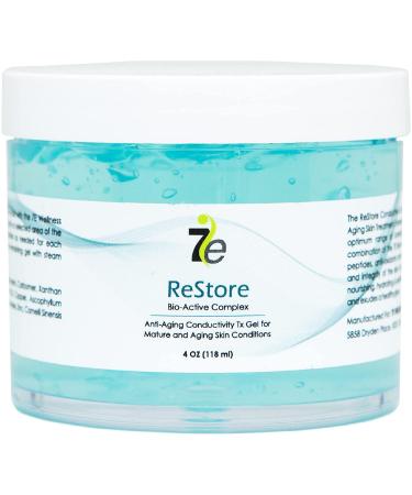 7E Wellness ReStore Conductive Gel with Bio-Active Complex - 4oz - Facial Skin Care Products with Green Tea Extract Hyaluronic Acid and Collagen Peptides - Anti Aging and Skin Tightening