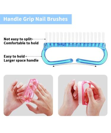 Senignol Handle Grip Nail Brush Set - 8Pcs Fingernail Cleaner Scrubbing Kit for Men, Women, Kids - Multicolor Green - Buy Online on GoSupps.com