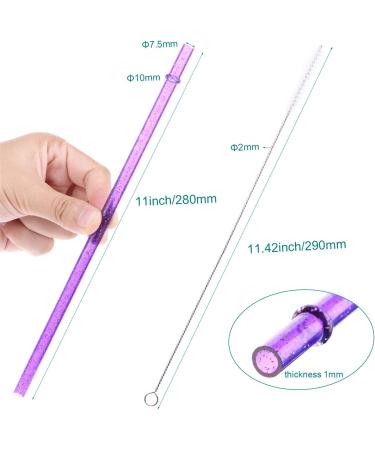 Dakoufish 11 Inch Reusable Tritan Plastic Straws Set of 12 - Glitter Sparkle Drinking Straws for 24-40 oz Mason Jars/Tumblers - Dishwasher Safe with Cleaning Brush - 6 Colors - Buy Online on GoSupps.com