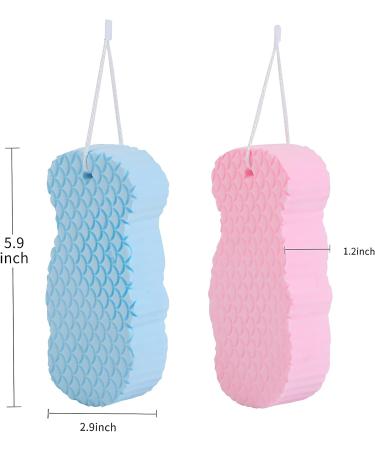 XJSGS 2Pcs Exfoliating Bath Sponge Shower Brush with Sticky Hook for Baby Kids Adults - Buy Online on GoSupps.com