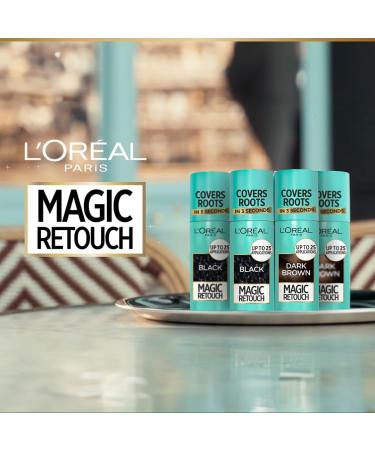 L'Or al Magic Retouch Instant Root Concealer Spray Ideal for Touching Up Grey Root Regrowth 75 ml Colour: Dark Brown (Pack of 2) DARK BROWN 75 ml (Pack of 2) - Buy Online on GoSupps.com