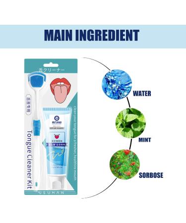Tongue Cleansing Gel & Brush Kit - Fight Bad Breath with Fresh Mint - Oral Deodorant & Scraper for Fresh Breath - Buy Online on GoSupps.com