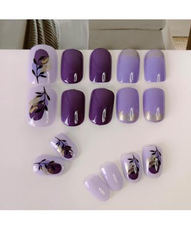 Square Press on Nails Wineberry Full Cover Glossy 24Pcs - Extra Short Fake Nails for Women and Girls - Buy Online on GoSupps.com