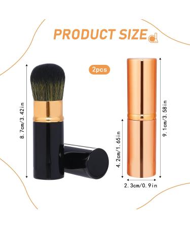 Retractable Blusher Brush with Cover 2 Pack Travel Kabuki Bronzer Makeup Brush Liquid Cream Foundation Powder Brush Extensible Face Blender Brush Professional Concealer Brush for Women (Gold & Black) Black & Gold - Buy Online on GoSupps.com