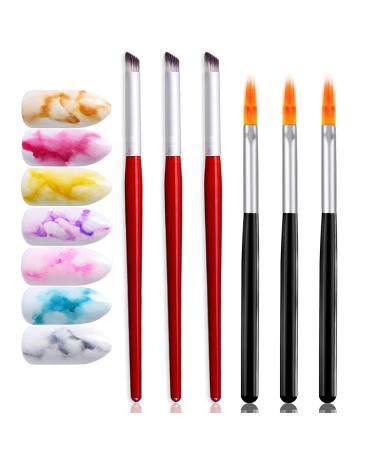 DANNEASY 6Pcs Ombre Nail Brush Acrylic Nail Brush Set Nail Design Brushes Nail Gradient Pen Gel Nail Ombre Brush Manicure Tools Kit1