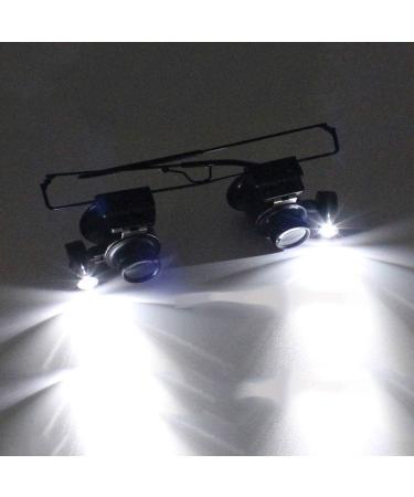 Magnifying Glass Headband with 2 LED Light 20X Handsfree Headset Head Mounted Magnifying Glasses for Reading Electronic Repair Jewelry Sewing - Buy Online on GoSupps.com
