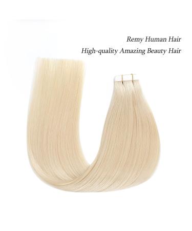 ABH AmazingBeauty Blonde Tape in Human Hair Extensions - Platinum Ash Blonde 20 Inch 60 - 20pcs of Remi Glue Skin Weft Tape, Invisible & Reusable - Buy Online on GoSupps.com