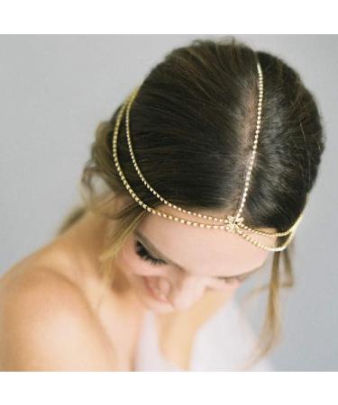 Wekicici Boho Rhinestones Head Chain | Multi-Layered Tassel Hair Accessories for Women & Girls - Perfect for Wedding, Brides & Bridesmaids | Exotic Princess Hair Jewelry in Gold - Buy Online on GoSupps.com