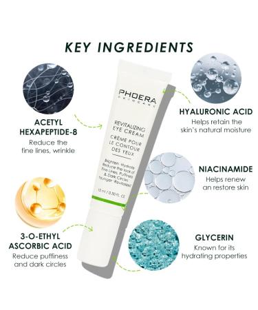 Phoera Revitalizing Eye Cream - Brighten & Hydrate | Reduce Fine Lines Dark Circles & Puffiness | For All Skin Types | Shop Internationally - Buy Online on GoSupps.com