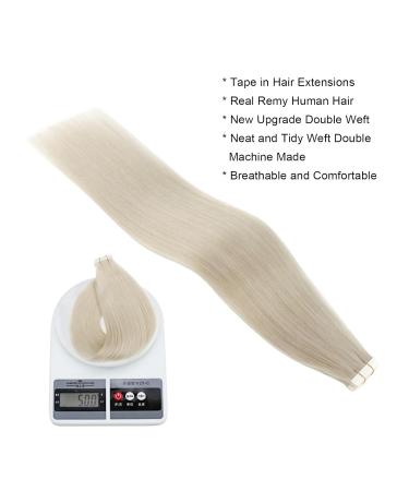 Real Hair Extensions - Ice Blonde Tape In Extensions #1000 | 35cm 20 Pieces 50g | Invisible Glue for Smooth Finish - Buy Online on GoSupps.com